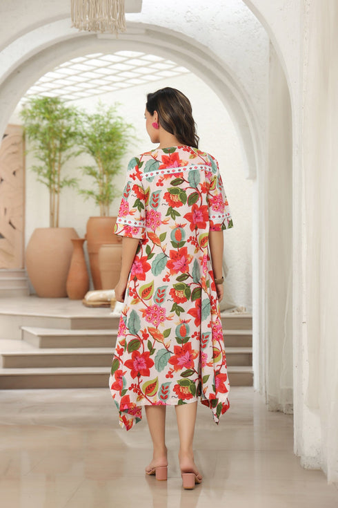 Pure Cotton A-line Midi Ethnic Dresses